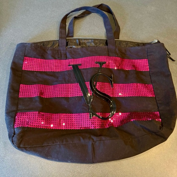 Victoria's Secret sequin tote bag with zipper - Picture 1 of 4